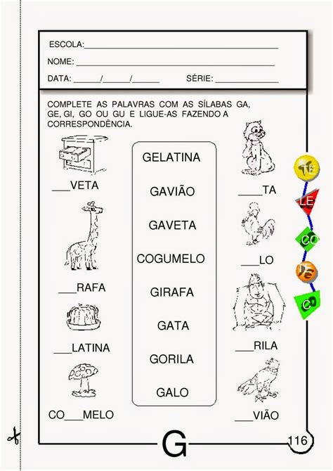 Atividade Letra G Cursiva Educação Infantil