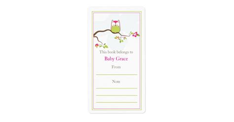 Baby Owl Bookplate Label Zazzle