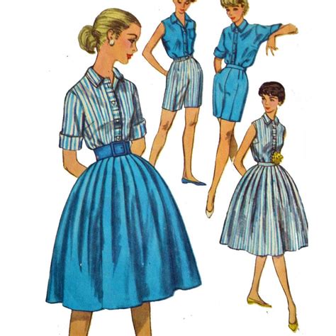 1950s 50s Vintage Skirt Pattern High Waist Pleated Skirt