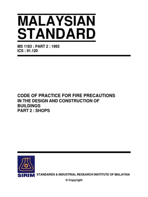 If your product falls under a hs code indicated with a corresponding ca as shown in the database, please contact the ca or click here for more information. Ms 1183 Part 2 1993-Code of Practice for Fire Precautions ...