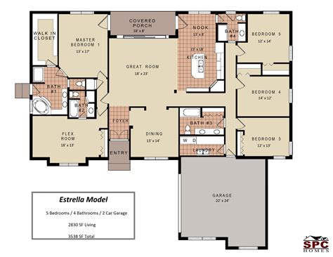 bedroom floor plans one story and single five house | Building house
