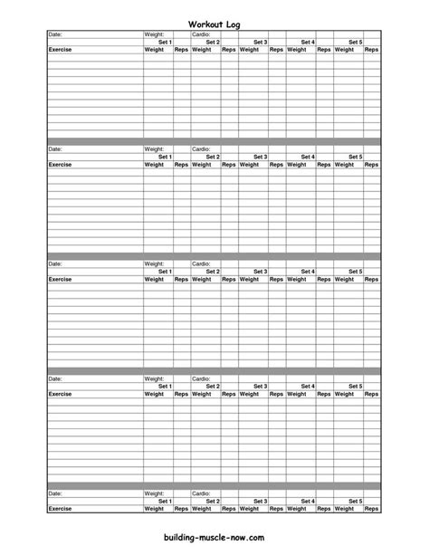 Basement beast workout sheets : Printable Exercise Log | Free Printable Workout Logs ...