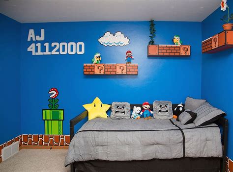 Super mario bros bedroom super bricks shelf and storage super mario brothers room ideas. Cool Parents Make Super Awesome Super Mario Room for Their ...