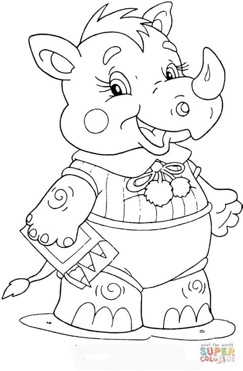 2) click on the coloring page image in the bottom half of the screen to make that frame active. Baby Rhinoceros at school coloring page | Free Printable ...