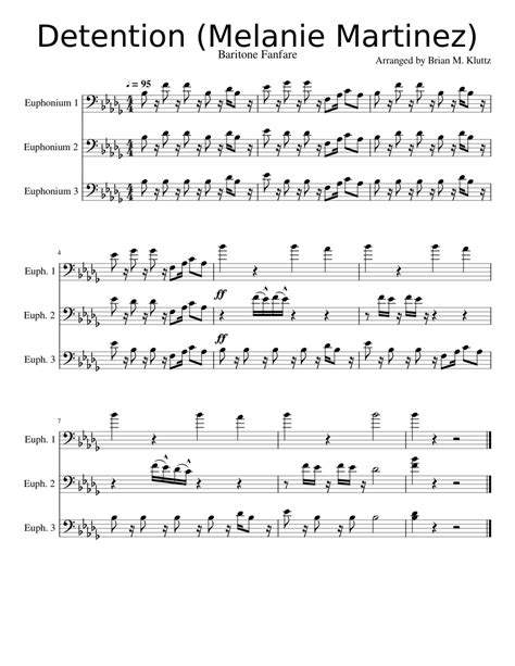 Detention Melanie Martinez Baritone Fanfare Sheet Music For Euphonium Brass Trio