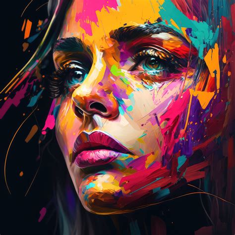 Colorful Woman Portrait Wall Art Print Abstract Girl Poster Etsy
