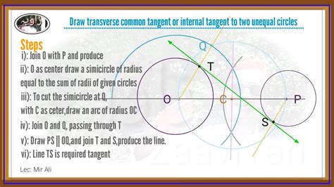 Draw Transverse Common Tangent Or Internal Tangent To Two Unequal