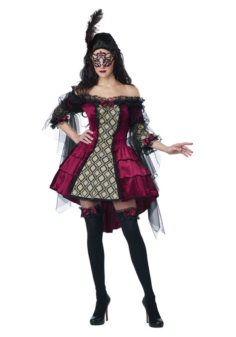 Womens Plus Size Mysterious Masquerade Costume