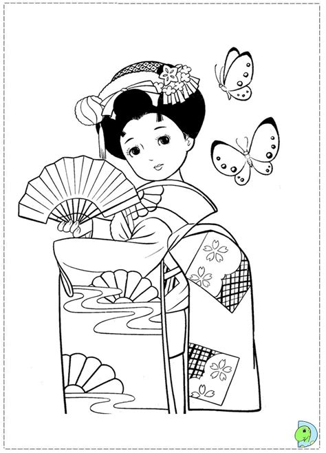 People everywhere are entranced by japanese art, and with good reason. Japanese Girl Coloring page - DinoKids.org
