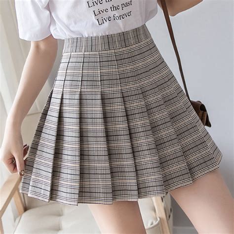 High Waist Plaid Pleated Skirt Pleated Skirt Pattern Plaid Pleated