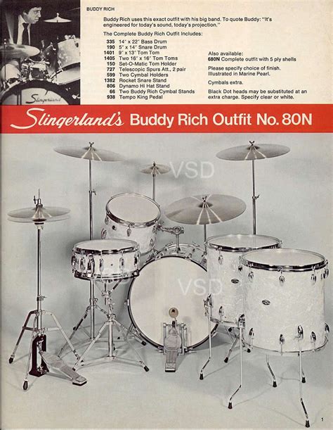 From 1977 1978 Slingerland Drum Catalog Classic Buddy Rich Outfit