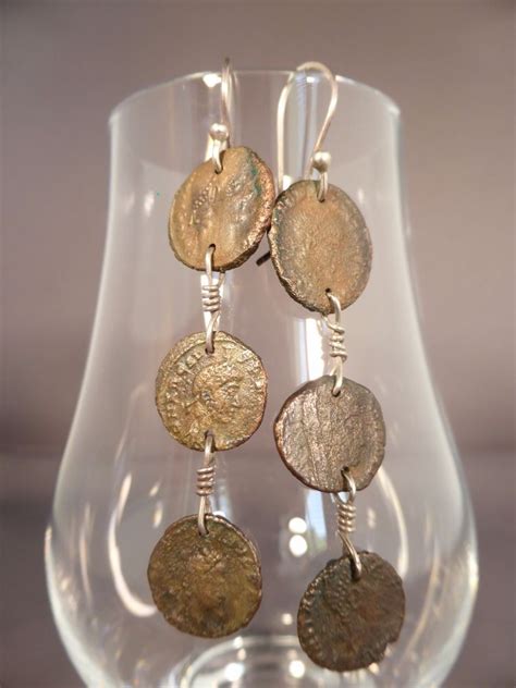 Roman Coins Dangle Earrings On Sterling Silver Artisan Ebay Dangle Earrings Earrings Silver