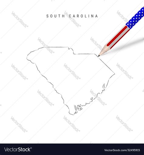 South Carolina Us State Map Pencil Sketch Vector Image