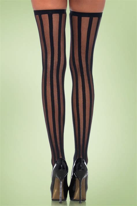 veronica vertical stripe stockings in black