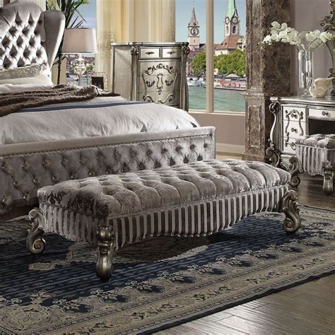50 beautiful coastal chic bedroom retreats. Versailles Bench (Antique Platinum) by Acme Furniture ...