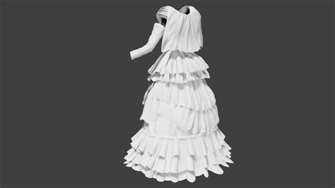 Wedding dress 3d model Low Poly AR 3d Model - Team 3d Yard