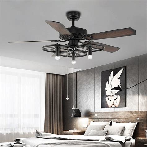 Buy Rustic Ceiling Fan Indoor With Light And Remote Control Retro