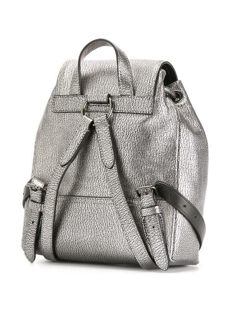 COACH Leather Metallic Drawstring Backpack in Black - Lyst