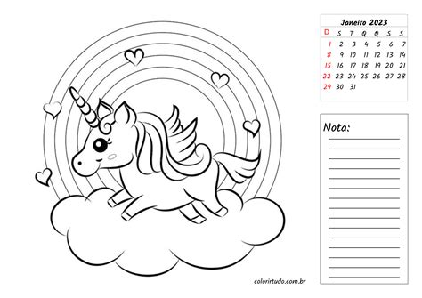 Calendario 2023 Completo Imprimir Desenhos Infantis C