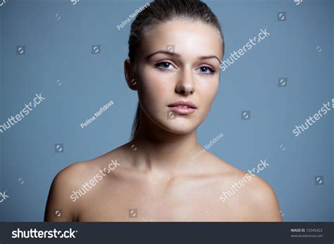 Pure Beautiful Woman Naked With Health Skin Close Up Stock Photo