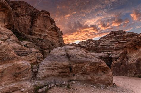 Sandstone Cliffs In The Wadi Rum Desert Stock Image F0204677
