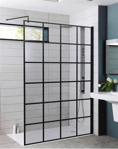 Black Grid Shower Wetroom Screenblack Crittal Style 700 800 900 1000