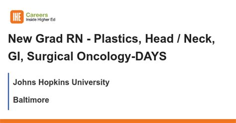 New Grad Rn Plastics Head Neck Gi Surgical Oncology Days Job
