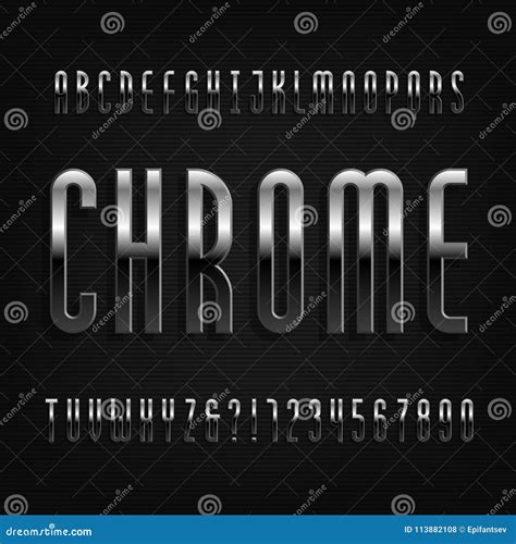 Chrome Effect Alphabet Font Thin Metal Letters Numbers And Symbols