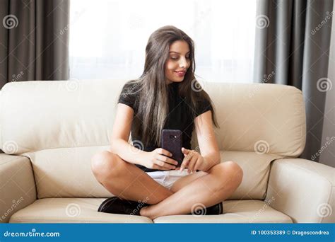Beautiful Gorgeous Young Woman Taking A Selfie In The Room Stock Image Image Of Beautiful