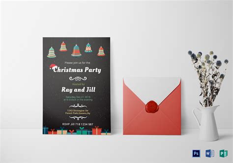 No registration or email required. Chalkboard Christmas Invitation Card Design Template in ...