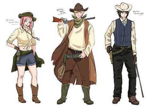 Naruto Team 7 Western Cowboy By Aurorawgrice On Deviantart