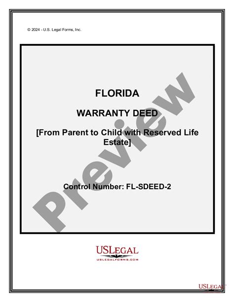 Florida Warranty Deed For Parent To Child Reserving Life Estates To