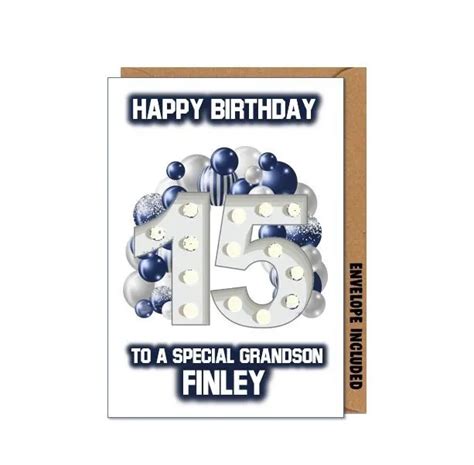 Personalised 15th Birthday Card Son Grandson Nephew Brother Cousin