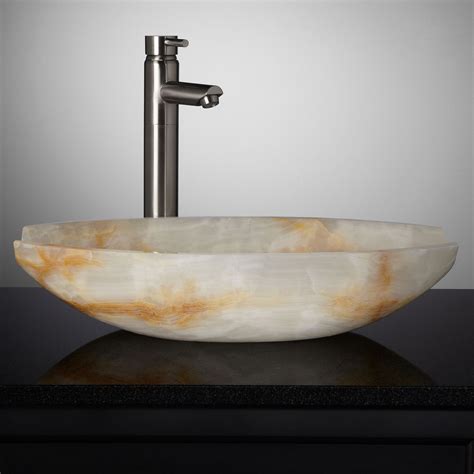 Ceres White Onyx Vessel Sink Bathroom