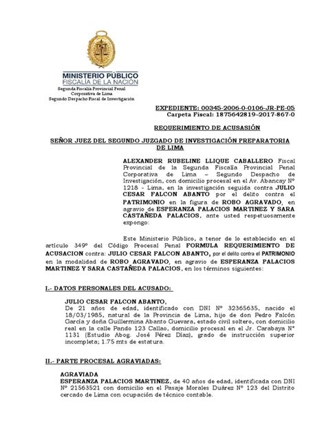 Download absolución de traslado requerimiento acusatorio. REQUERIMIENTO ACUSATORIO.doc | Castigos | Derecho penal