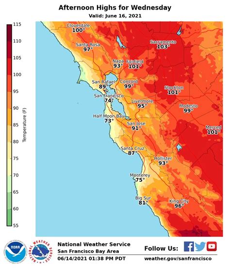 Nws Bay Area 🌉 On Twitter The Warming Trend 🌡️ Continues Through The