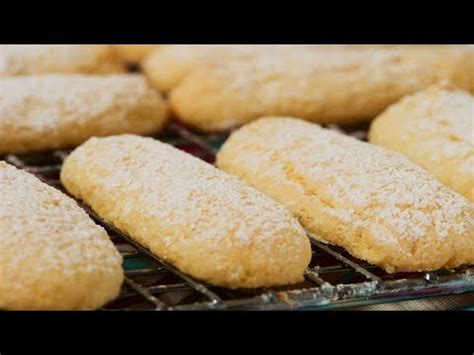 Made using egg whites, egg yolks, all purpose flour, sugar, salt and vanilla essence. Ladyfingers Recipe Demonstration - Joyofbaking.com - YouTube