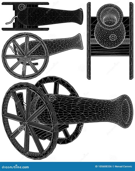 ancient cannon with cannon balls artillery gun old cannon flat 3d vector isometric