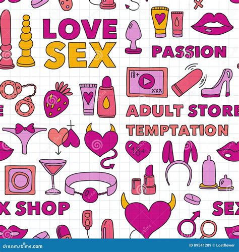 Seamless Pattern Sex Shop Adult Toys Adult Store Love Temptation