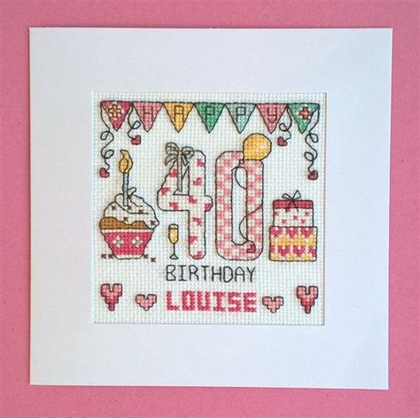 Happy birthday cross stitch patterns free. Happy 40th Birthday cross stitch card kit | Cross stitch ...