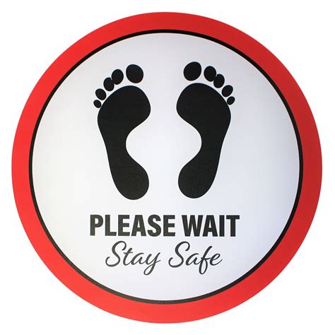 Please Wait Stay Safe Premium Floor Marking Signs 12 300mm