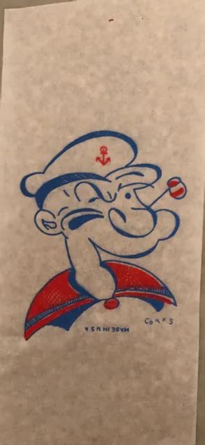Vintage Antique 1950’s Popeye The Sailor Man Cartoon Tv Mini Iron On Transfer 9 99 Picclick