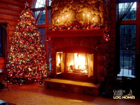Smaller trees down to four feet are scattered throughout the home mingled with greenery, lights and tasteful and exquisite decorations for the christmas season. Golden Eagle Log and Timber Homes: Log Home / Cabin ...