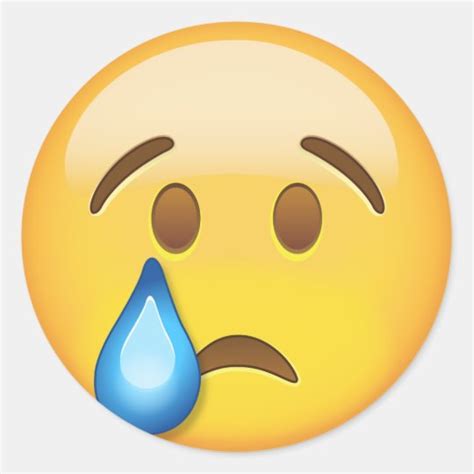 Crying Face Emoji Classic Round Sticker Uk