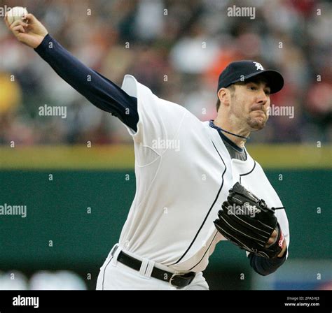 Detroit Tigers Starter Justin Verlander Pitches Against The Boston Red