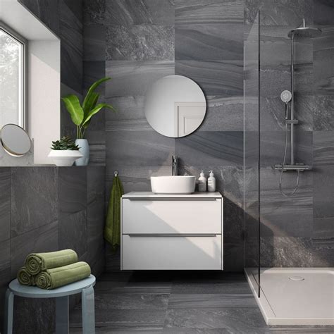 Check out our bathroom slate selection for the very best in unique or custom, handmade pieces from our bathroom décor shops. Lakeland Grey in 2020 | Slate flooring, Round mirror ...