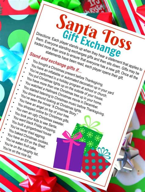 Printable Christmas T Exchange Games Printable World Holiday
