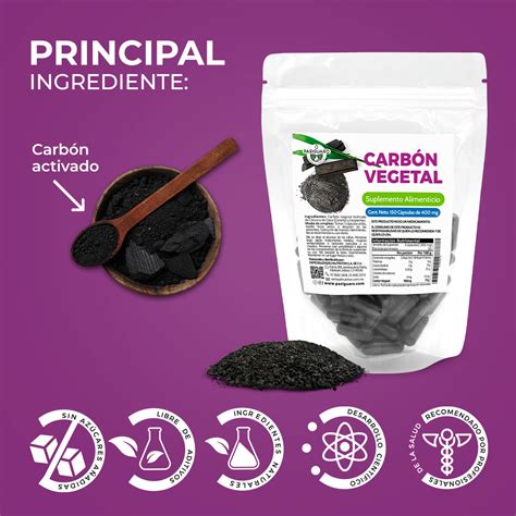 CARBÓN VEGETAL Bolsita 150 Cápsulas de 400 mg Pasiguaro