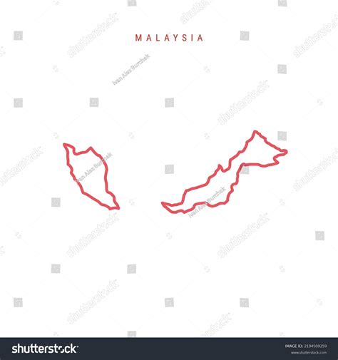 Malaysia Editable Outline Map Malaysian Red Stock Vector Royalty Free