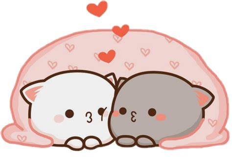 Kawaii Cat Couple Hugging With Love Download Power Point Template